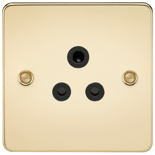 Knightsbridge FP5APB Flat Plate 5A Unswitched Socket - Polished Brass + Black Insert - westbasedirect.com