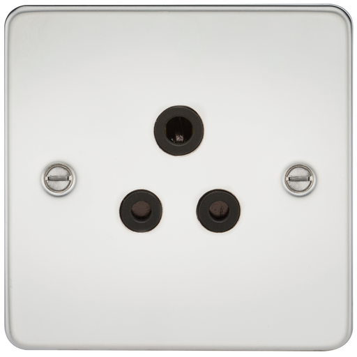 Knightsbridge FP5APC Flat Plate 5A Unswitched Socket - Polished Chrome + Black Insert - westbasedirect.com