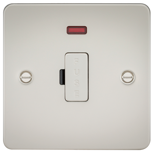 Knightsbridge FP6000NPL Flat Plate 13A Fused Spur Unit + Neon - Pearl - westbasedirect.com