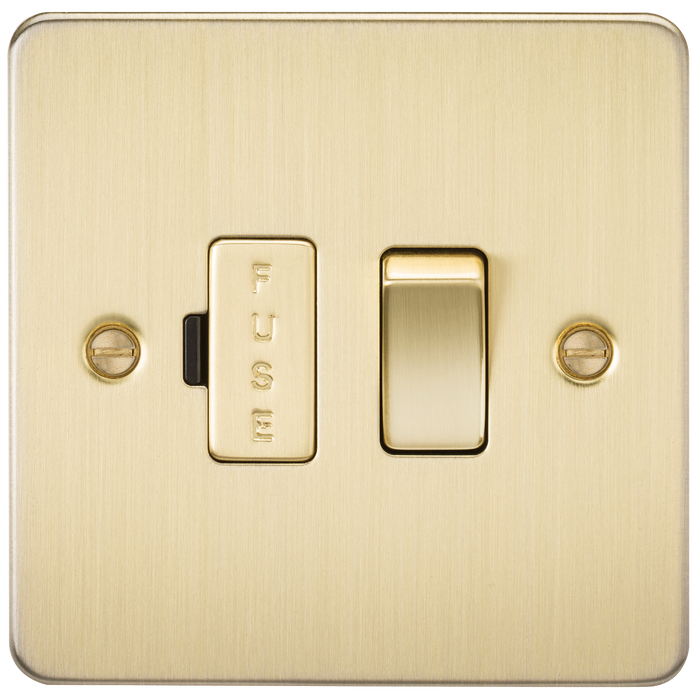 Knightsbridge FP6300BB Flat Plate 13A Switched Fused Spur Unit - Brushed Brass - westbasedirect.com