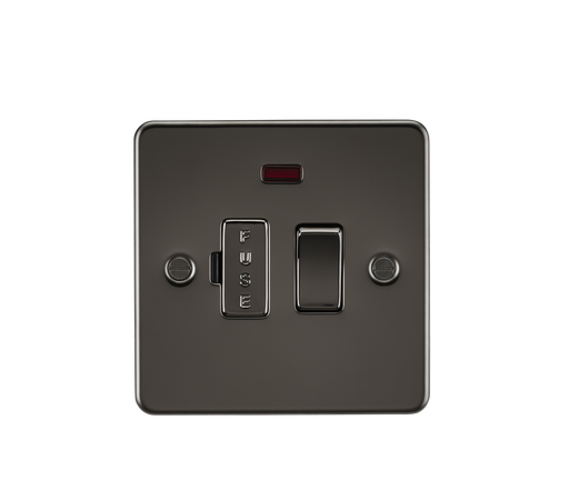 Knightsbridge FP6300NGM Flat Plate 13A Switched Fused Spur Unit + Neon - Gunmetal - westbasedirect.com