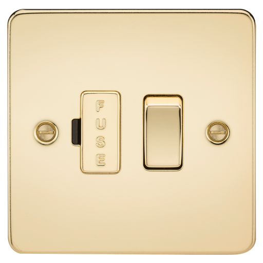 Knightsbridge FP6300PB Flat Plate 13A Switched Fused Spur Unit - Polished Brass - westbasedirect.com