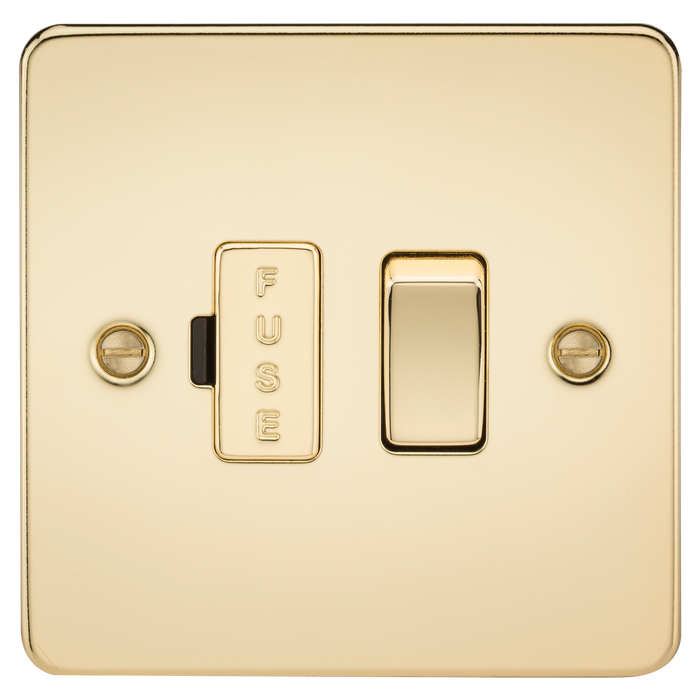 Knightsbridge FP6300PB Flat Plate 13A Switched Fused Spur Unit - Polished Brass - westbasedirect.com