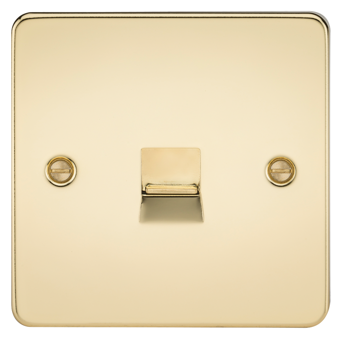 Knightsbridge FP7300PB Flat Plate Telephone Master Socket - Polished Brass - westbasedirect.com