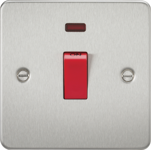 Knightsbridge FP8331NBC Flat Plate 45A 1G DP Switch + Neon - Brushed Chrome - westbasedirect.com