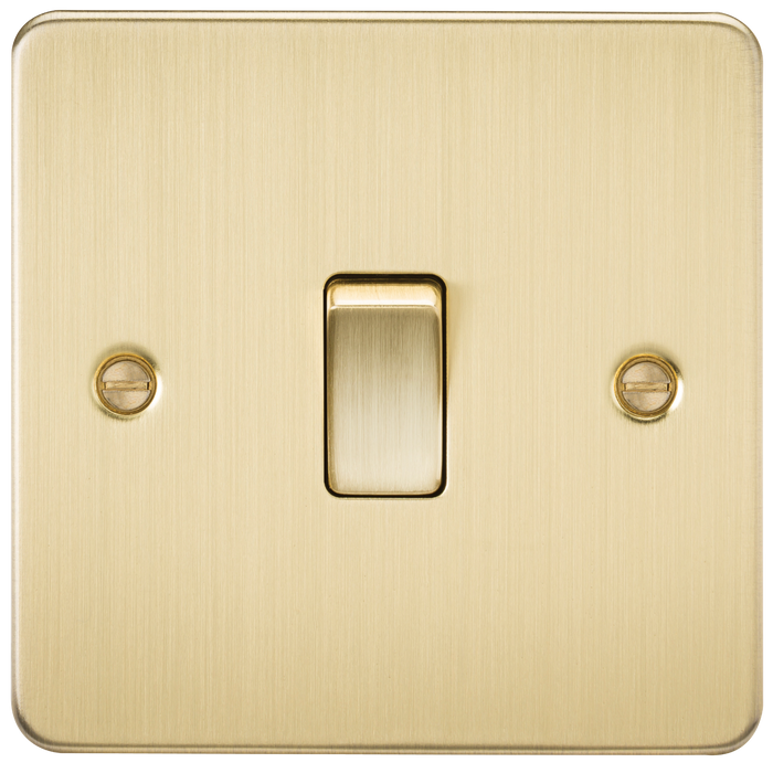 Knightsbridge FP8341BB Flat Plate 20A 1G DP Switch - Brushed Brass - westbasedirect.com