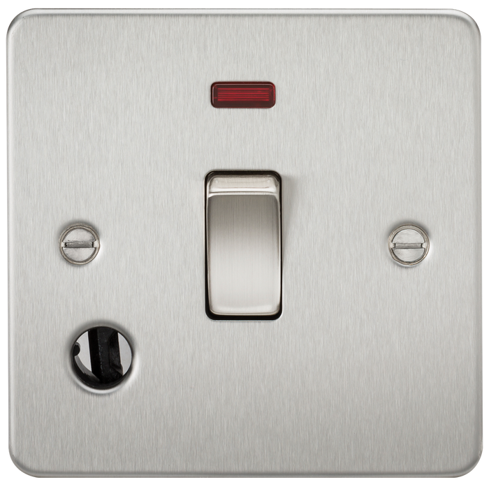 Knightsbridge FP8341FBC Flat Plate 20A 1G DP Switch + Neon & Flex Outlet - Brushed Chrome - westbasedirect.com
