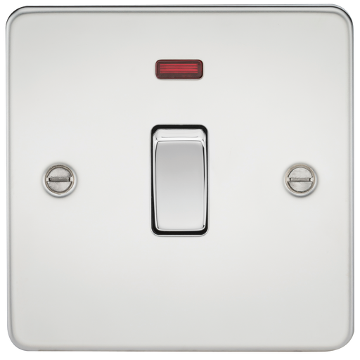 Knightsbridge FP8341NPC Flat Plate 20A 1G DP Switch + Neon - Polished Chrome - westbasedirect.com