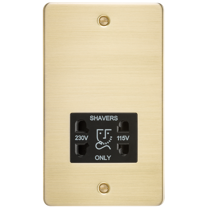 Knightsbridge FP8900BB Flat Plate 115/230V Dual Voltage Shaver - Brushed Brass + Black Insert - westbasedirect.com