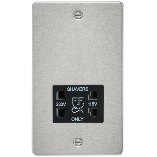 Knightsbridge FP8900BC Flat Plate 115/230V Dual Voltage Shaver - Brushed Chrome + Black Insert - westbasedirect.com