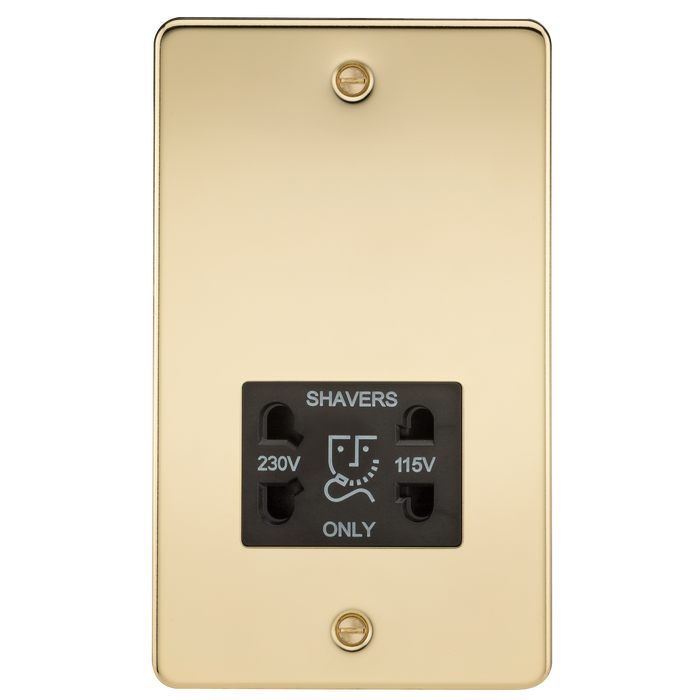 Knightsbridge FP8900PB Flat Plate 115/230V Dual Voltage Shaver - Polished Brass + Black Insert - westbasedirect.com