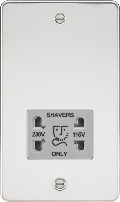Knightsbridge FP8900PCG Flat Plate 115/230V Dual Voltage Shaver - Polished Chrome + Grey Insert - westbasedirect.com