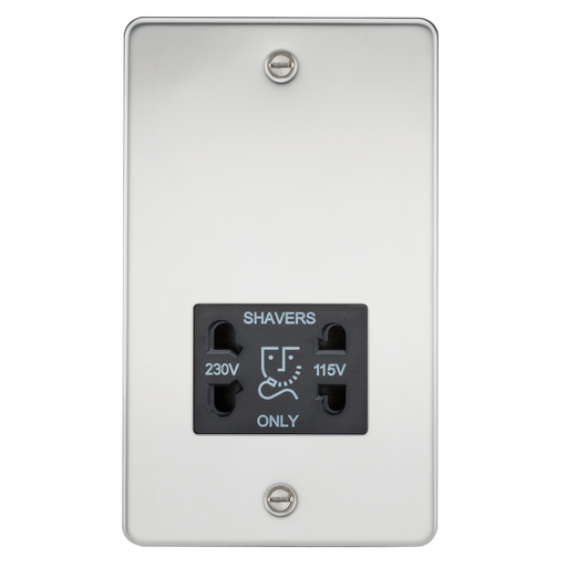 Knightsbridge FP8900PC Flat Plate 115/230V Dual Voltage Shaver - Polished Chrome + Black Insert - westbasedirect.com