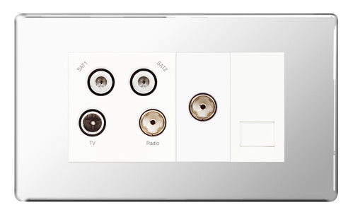 BG FPC69 Flatplate Screwless Quadplex TV FM SAT (x2) - Polished Chrome - westbasedirect.com