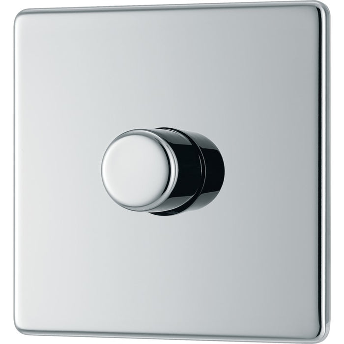 BG FPC81 Flatplate Screwless 2-Way Single Trailing Edge Dimmer Push On/Off - Polished Chrome - westbasedirect.com