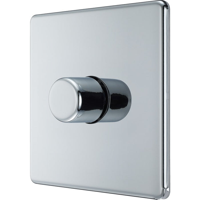 BG FPC81 Flatplate Screwless 2-Way Single Trailing Edge Dimmer Push On/Off - Polished Chrome - westbasedirect.com