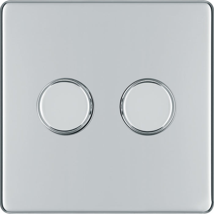 BG FPC82 Flatplate Screwless 2-Way Double Trailing Edge Dimmer Push On/Off - Polished Chrome - westbasedirect.com
