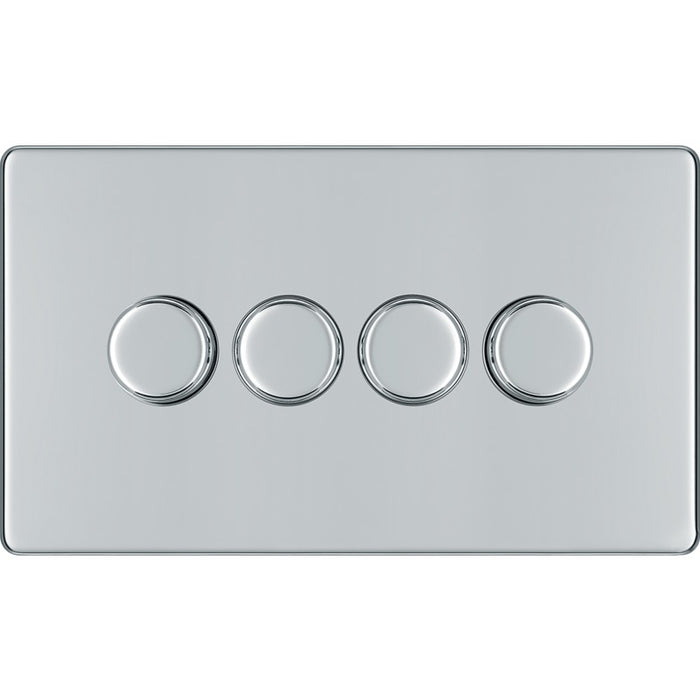 BG FPC84 Flatplate Screwless 2-Way Quad Trailing Edge Dimmer Push On/Off - Polished Chrome - westbasedirect.com