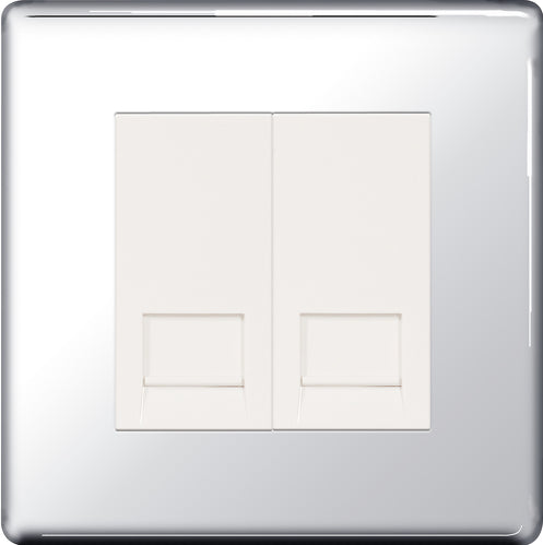 BG FPCBTS2 Flatplate Screwless Double Slave Telephone Socket - Polished Chrome - westbasedirect.com