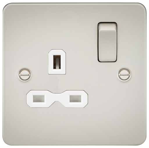 Knightsbridge FPR7000PLW Flat Plate 13A 1G DP Switch Socket - Pearl + White Insert - westbasedirect.com