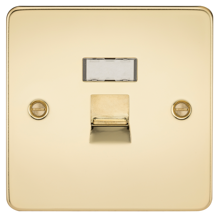 Knightsbridge FPRJ45PB Flat Plate RJ45 Network Outlet - Polished Brass - westbasedirect.com