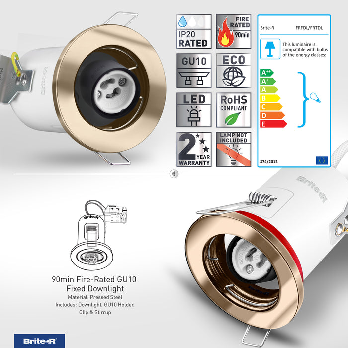 Brite-R FRFDL Fire Rated Fixed Downlight Antique Brass - westbasedirect.com