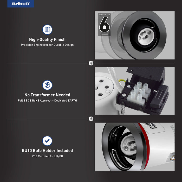 Brite-R FRFDL Fire Rated Fixed Downlight Black Chrome - westbasedirect.com