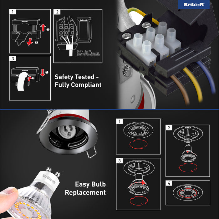 Brite-R FRFDL Fire Rated Fixed Downlight Black Chrome - westbasedirect.com