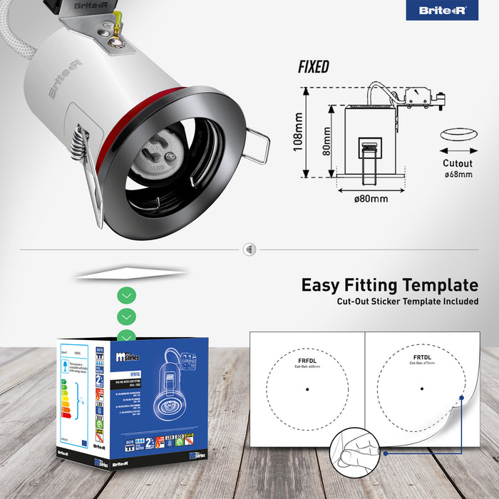 Brite-R FRFDL Fire Rated Fixed Downlight Black Chrome - westbasedirect.com