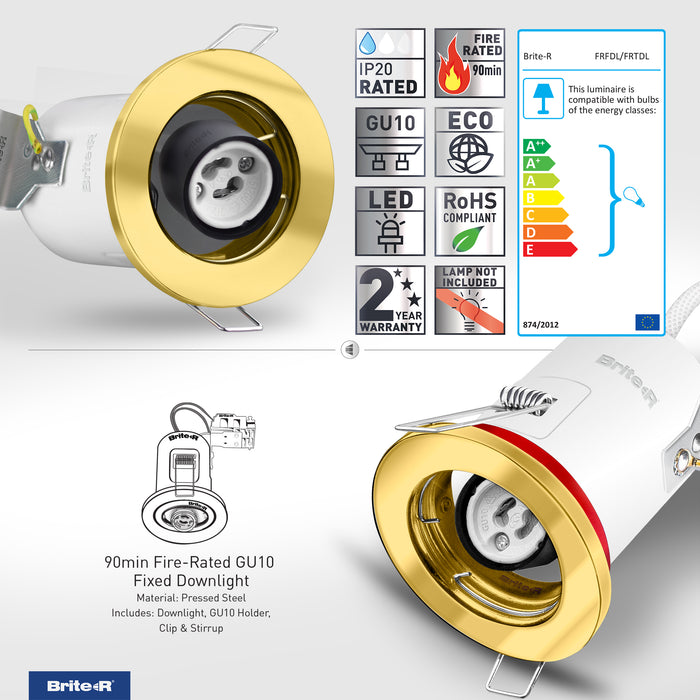 Brite-R FRFDL Fire Rated Fixed Downlight Gold - westbasedirect.com