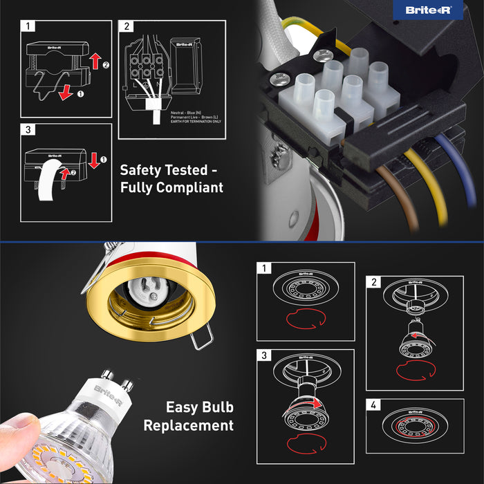 Brite-R FRFDL Fire Rated Fixed Downlight Gold - westbasedirect.com