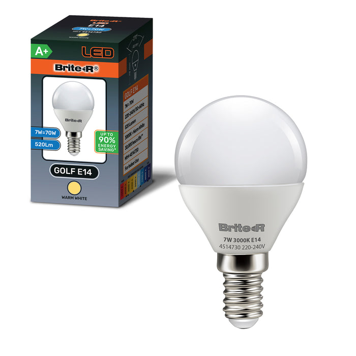 Brite-R 7W E14 SES Golf LED Bulb Warm White 3000K - westbasedirect.com