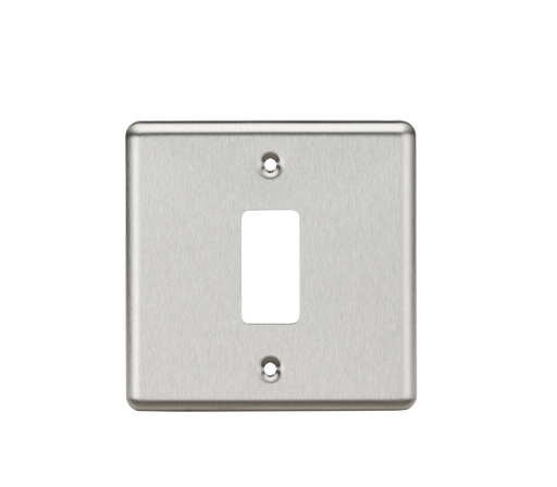 Knightsbridge GDCL1BC Rounded Edge 1G Grid Faceplate - Brushed Chrome - westbasedirect.com