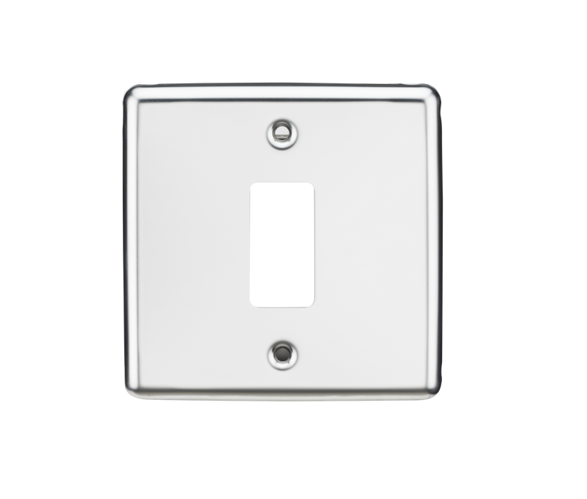 Knightsbridge GDCL1PC Rounded Edge 1G Grid Faceplate - Polished Chrome - westbasedirect.com