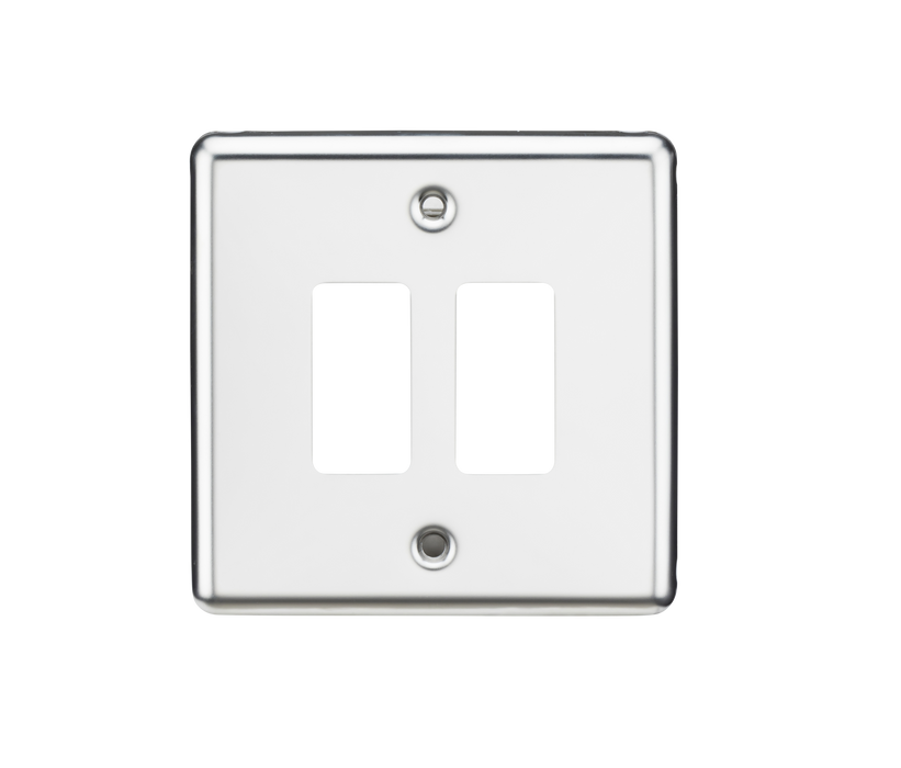 Knightsbridge GDCL2PC Rounded Edge 2G Grid Faceplate - Polished Chrome - westbasedirect.com