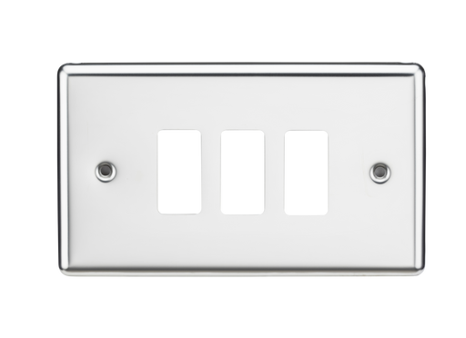 Knightsbridge GDCL3PC Rounded Edge 3G Grid Faceplate - Polished Chrome - westbasedirect.com