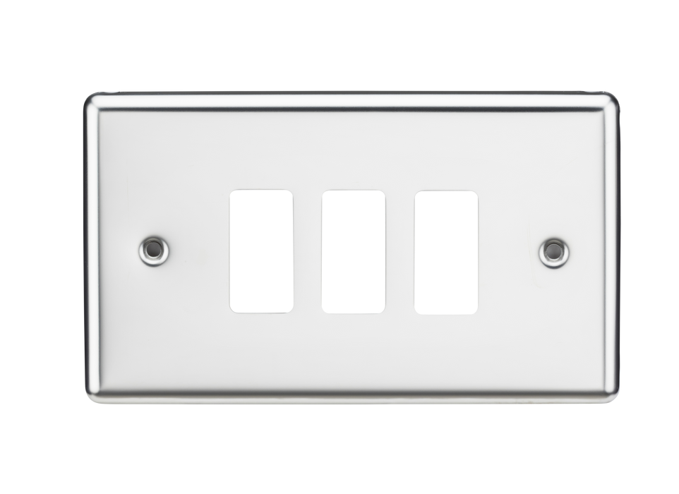 Knightsbridge GDCL3PC Rounded Edge 3G Grid Faceplate - Polished Chrome - westbasedirect.com