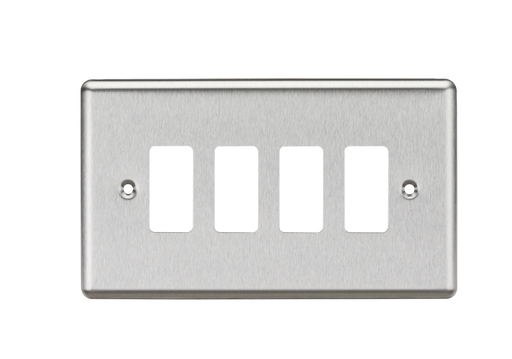 Knightsbridge GDCL4BC Rounded Edge 4G Grid Faceplate - Brushed Chrome - westbasedirect.com