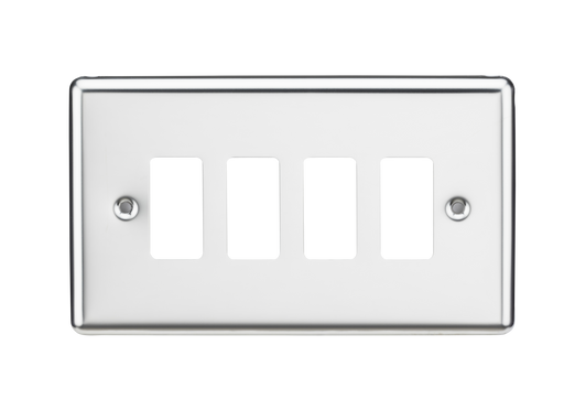 Knightsbridge GDCL4PC Rounded Edge 4G Grid Faceplate - Polished Chrome - westbasedirect.com