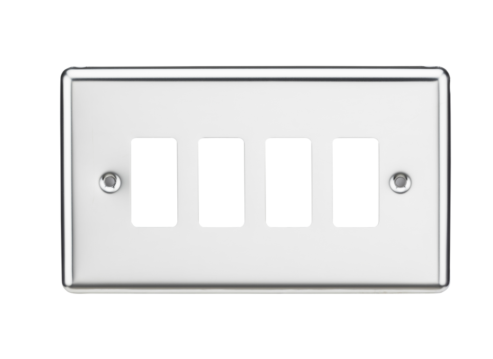 Knightsbridge GDCL4PC Rounded Edge 4G Grid Faceplate - Polished Chrome - westbasedirect.com