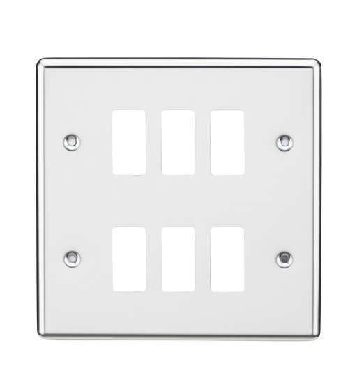 Knightsbridge GDCL6PC Rounded Edge 6G Grid Faceplate - Polished Chrome - westbasedirect.com