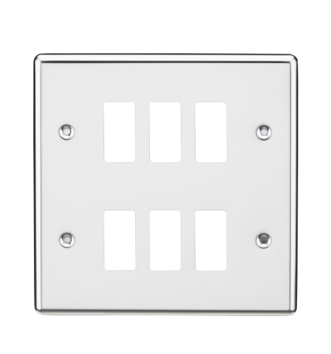 Knightsbridge GDCL6PC Rounded Edge 6G Grid Faceplate - Polished Chrome - westbasedirect.com