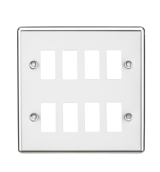 Knightsbridge GDCL8PC Rounded Edge 8G Grid Faceplate - Polished Chrome - westbasedirect.com