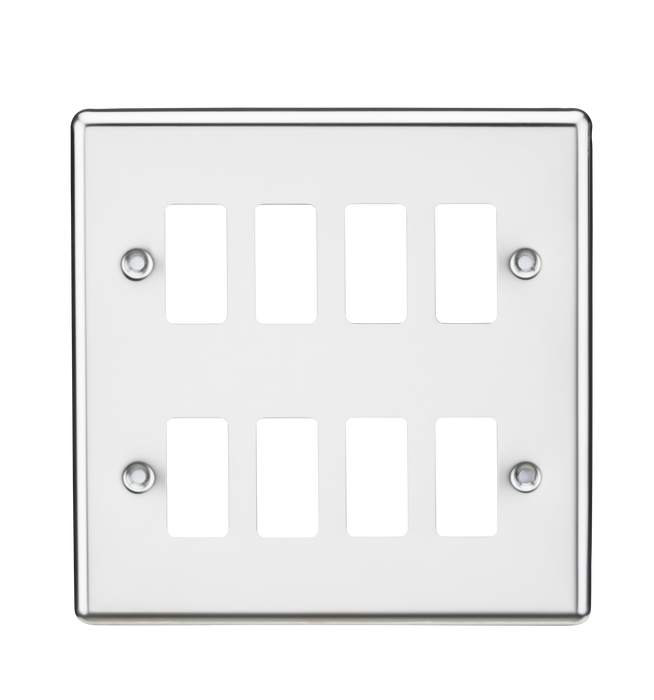 Knightsbridge GDCL8PC Rounded Edge 8G Grid Faceplate - Polished Chrome - westbasedirect.com