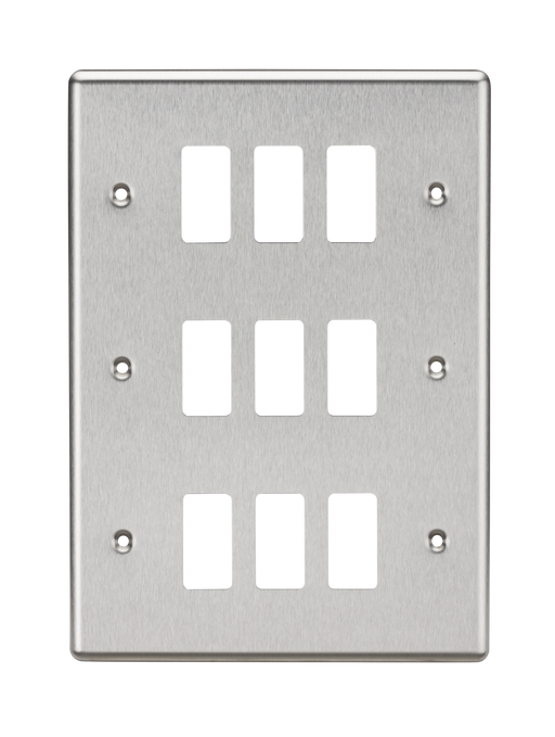 Knightsbridge GDCL9BC Rounded Edge 9G Grid Faceplate - Brushed Chrome - westbasedirect.com