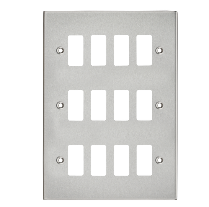 Knightsbridge GDCS12BC Square Edge 12G Grid Faceplate - Brushed Chrome - westbasedirect.com