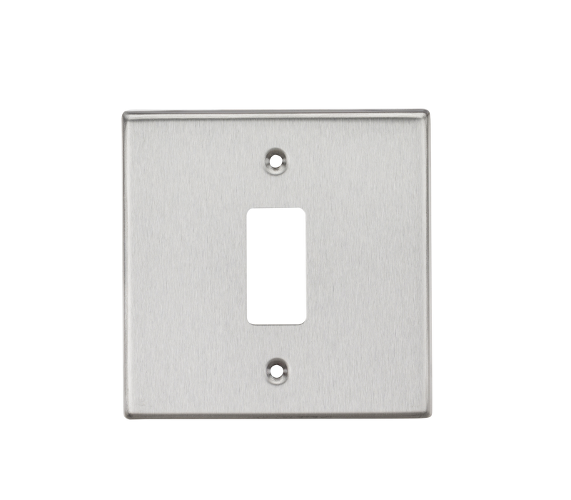 Knightsbridge GDCS1BC Square Edge 1G Grid Faceplate - Brushed Chrome - westbasedirect.com
