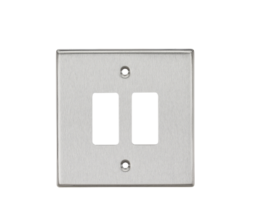 Knightsbridge GDCS2BC Square Edge 2G Grid Faceplate - Brushed Chrome - westbasedirect.com