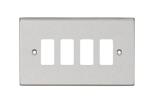Knightsbridge GDCS4BC Square Edge 4G Grid Faceplate - Brushed Chrome - westbasedirect.com