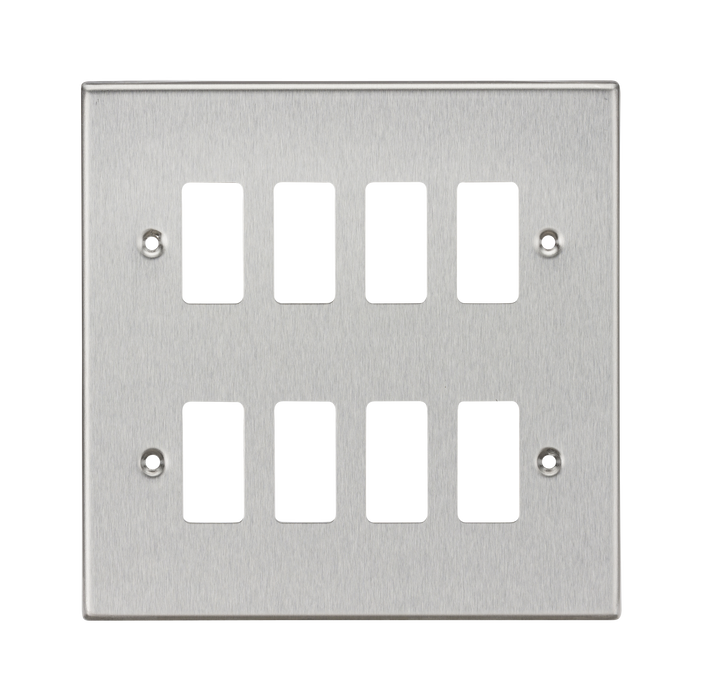 Knightsbridge GDCS8BC Square Edge 8G Grid Faceplate - Brushed Chrome - westbasedirect.com